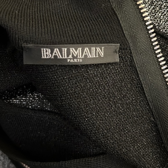 Balmain Paris Chevron Stripe Lurex Cocktail LS Dress - Picture 9 of 16